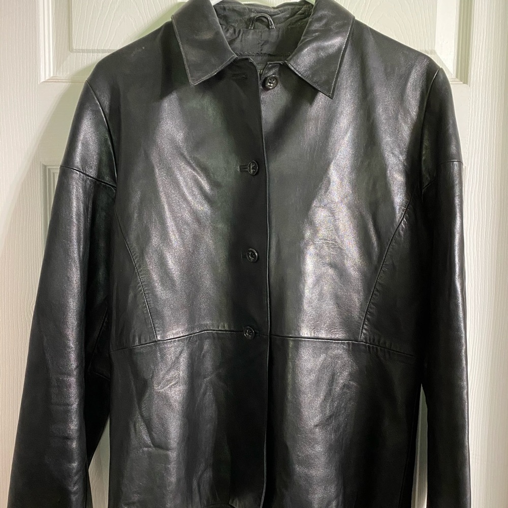 Banana Republic black leather jacket M